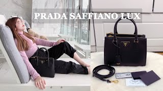 PRADA SAFFIANO LUX 1BA896 REVIEW [upl. by Rozelle557]