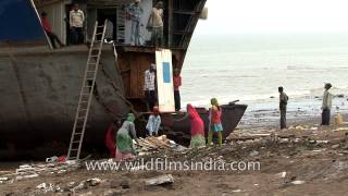 Ship breaking workers at Alang Bhavnagar [upl. by Neehsar389]