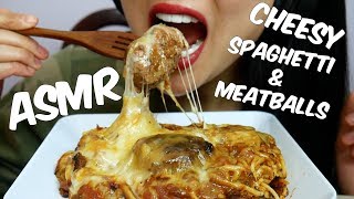 ASMR CHEESY Spaghetti amp Meatballs EATING SOUNDS  SASASMR [upl. by Radu]