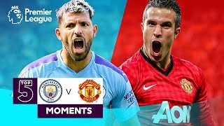 Manchester City v Manchester United  Top 5 Premier League Moments  Aguero Van Persie Tevez [upl. by Myrah200]