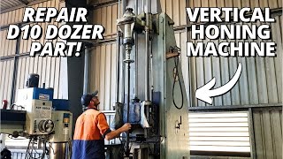 Machining and Vertical Honing a Caterpillar Dozer track adjuster cylinder  Part 1 [upl. by Eiser427]