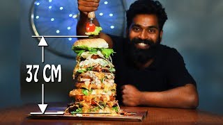 BURGER CHALLENGE  Indias Largest Burger  M4 Tech Vlog  145 Inch  37 CM [upl. by Wadlinger]