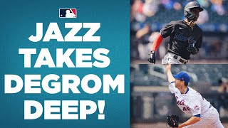 TURN ON IT Jazz Chisholm takes 100 mph fastball from Jacob deGrom DEEP [upl. by Kendricks]