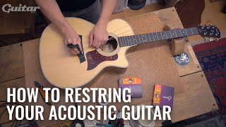 How to correctly restring your acoustic  Guitarcom DIY [upl. by Ng]