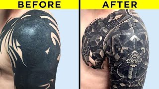 Most Creative Tattoo Cover Ups [upl. by Niret34]