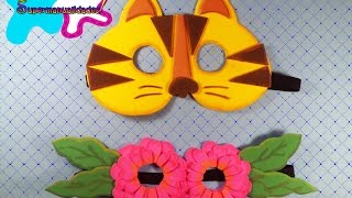 Antifaz de fomi Gatito y flores ∞SUPERMANUALIDADES∞ [upl. by Queridas]