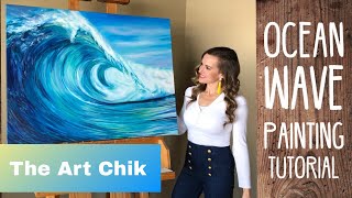 Ocean Wave Oil Painting Tutorial  By Artist Andrea Kirk  The Art Chik [upl. by Lecirg405]