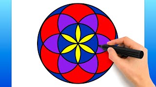 How To Draw A Geometric Circle Design Easy Drawing Tutorial [upl. by Andrel76]