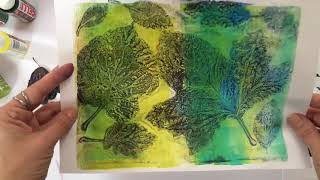 Gelli Arts ®  3 ways of printing with leaves by Birgit Koopsen [upl. by Cristina]