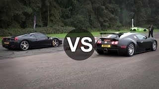 Bugatti Veyron Vs Ferrari 458 Italia Drag Race  DRAGINFO [upl. by Boni114]