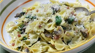 Farfalle Spinach Mushrooms and Pancetta  Rossellas Cooking with Nonna [upl. by Pepper]