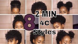 8 SUPER QUICK HAIRSTYLES ON SHORT 4C HAIR [upl. by Pucida]