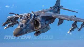 AV8B Harrier Attack Aircraft Take Off and Flight Operations [upl. by Eldorado27]