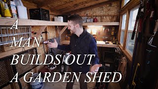 How To Organize A Shed Shelving Work Bench Tool Storage [upl. by Mcgurn]