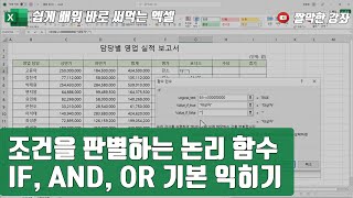 엑셀 21강 조건을 판별하는 논리 함수 IF AND OR 기본 익히기  041 [upl. by Omolhs]