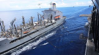 US Navy Ships Conduct Replenishment at Sea [upl. by Wightman40]