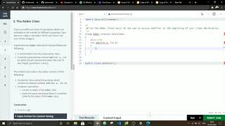 Hackerrank Javabasic Skills Certification Solutions Adder Class in JAVA [upl. by Akirat]