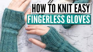 How to knit fingerless gloves for beginners  Really easy pattern you can knit flat [upl. by Kenon]