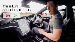 Testing Teslas Autopilot System At 70mph [upl. by Anelis713]