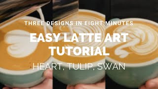 Barista Latte Art Training Hearts Tulips and Swans Easy for beginnerintermediate [upl. by Fin]