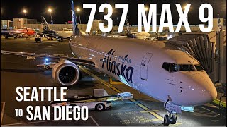 Alaska Airlines 737 MAX 9  INAUGURAL FLIGHT  SEA  SAN  Economy [upl. by Bonnee856]