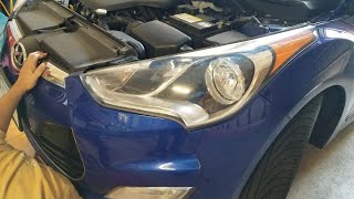 HOW TO REPLACE A HEADLIGHT BULB IN HYUNDAI [upl. by Llednor]