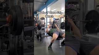 280 pound close grip bench for 7 lifting gym benchpress [upl. by Sixla]