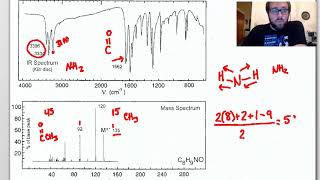 Solving Another Unknown Using NMR IR and MS Spectroscopy  Example 3 [upl. by Baiss]