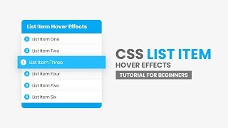 CSS List Item Hover Effects  Html CSS Tutorial For Beginners [upl. by Bacon654]