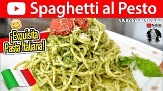 SPAGHETTI AL PESTO  VickyRecetaFacil [upl. by Esorbma]