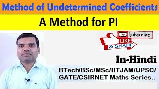 Method of undetermined coefficients in Hindi  A method for PI [upl. by Acinomed]