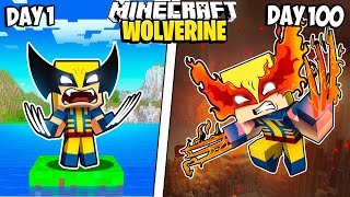 I Survived 100 Days as WOLVERINE in Minecraft [upl. by Nagam83]