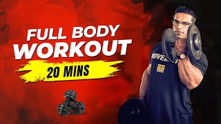 20 Min Full Body Workout With Dumbbells Beginner to Advanced  Yatinder Singh [upl. by Esenwahs]