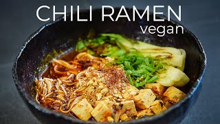 Vegan Chili Ramen Recipe  Spicy Red Broth Noodle Soup [upl. by Wallinga]