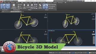 BICYCLE IN AUTOCAD  3D MODELLING  PRACTICE TUTORIALS FOR BEGINNERS [upl. by Chandra]