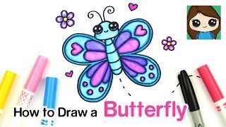 How to Draw a Butterfly Easy [upl. by Scotney391]