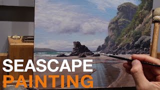 Painting a SEASCAPE How to create DEPTH in an oil painting [upl. by Nabal]