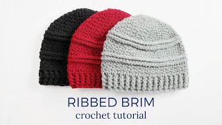 Ribbed Brim Crochet Tutorial  Top Down Crochet Beanie Hat [upl. by Ilyak452]