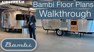 Airstream Bambi Floor Plans Walkthrough and Comparison 16RB 19CB 20FB 22FB [upl. by Sibeal]