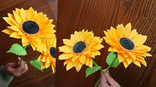 Easy Way To Make Beautiful Paper Sunflower  Paper Craft  Paper Flower  DIY Home Decor [upl. by Rizika]