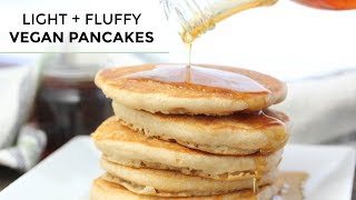 VEGAN PANCAKES  Light  Fluffy Vegan Pancake Recipe [upl. by Keating]