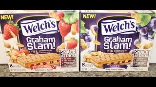 Welch’s Graham Slam PBampJ Strawberry amp Grape Review [upl. by Eilsil752]