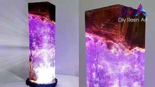 Easy making Epoxy Resin lamp Magical purple  Diy Resin Art [upl. by Nester]