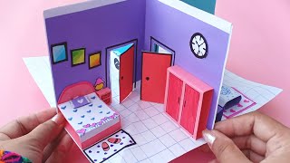 How to make Beautiful Paper House  DIY Miniature Paper House [upl. by Vivia]