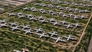 Aerial View Of The Aircraft Boneyard At DavisMonthan AFB [upl. by Rattray]