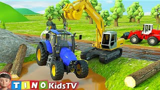 Tractor and Construction Trucks for Kids  River Driver Construction [upl. by Kirsch226]