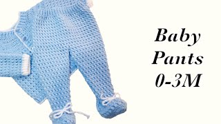 How to crochet newborn bean stitch baby pants with feet 06M Crochet for Baby172 [upl. by Kcirdor]