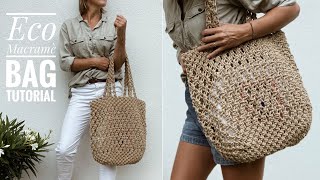 DIY Macrame Eco BagHow To Make A Macrame BagStep By StepTorba ze sznurkaTorba Z Makramy [upl. by Heiner]