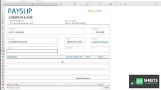 Payslip Template in Excel Download Free [upl. by Ina]