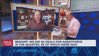 Salesforce CEO Marc Benioff goes oneonone with Jim Cramer [upl. by Pressman]